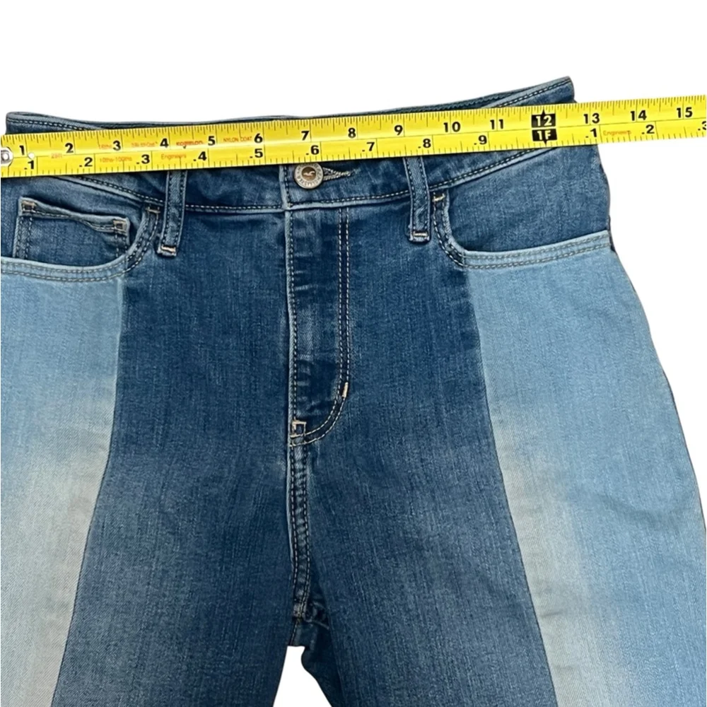 Hollister Two-Tone Blue Patchwork Flare Jeans - Picture 9 of 14